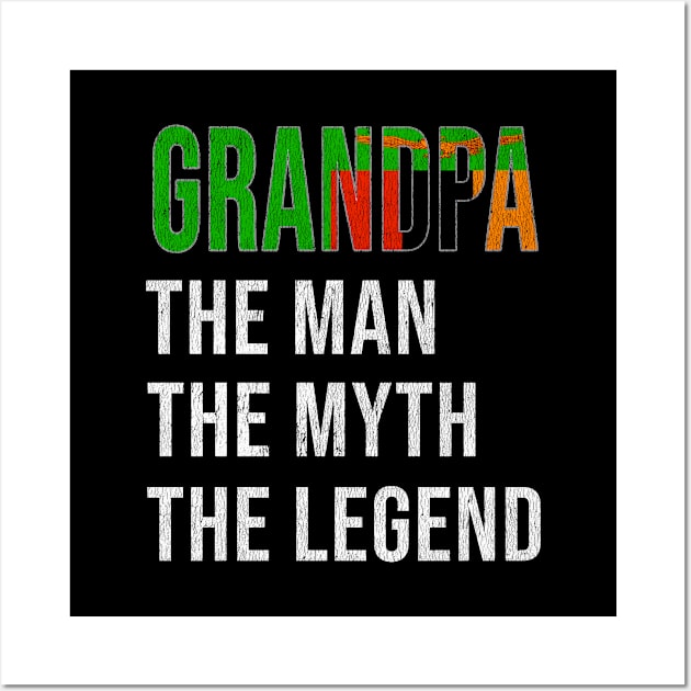 Grand Father Zambian Grandpa The Man The Myth The Legend - Gift for Zambian Dad With Roots From  Zambia Wall Art by Country Flags